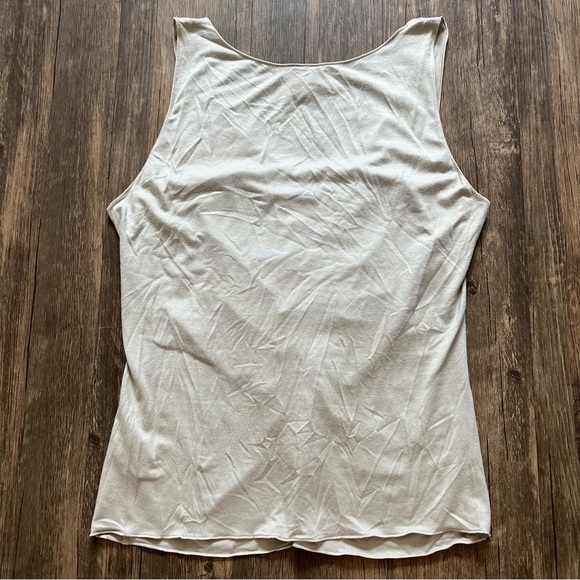 Armani Collezioni Gray Sleeveless Ruched Front V Neck Tank Top T- Shirt Size 12 - Picture 10 of 12